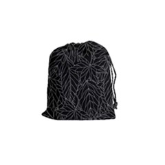 Autumn Leaves Black Drawstring Pouch (small) by Dutashop