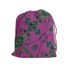 Modern Floral Collage Print Pattern Drawstring Pouch (xl) by dflcprintsclothing