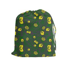 Yellow Flowers Drawstring Pouch (xl) by Eskimos