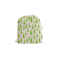 Christmas Green Tree Drawstring Pouch (small) by Dutashop