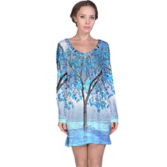 Crystal Blue Tree Long Sleeve Nightdress by icarusismartdesigns