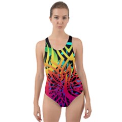 Abstract Jungle Cut-out Back One Piece Swimsuit by icarusismartdesigns