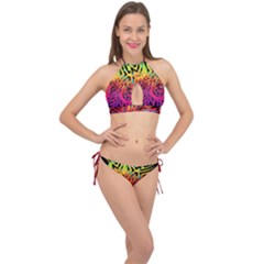 Abstract Jungle Cross Front Halter Bikini Set by icarusismartdesigns