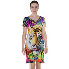 Tiger In The Jungle Short Sleeve Nightdress by icarusismartdesigns