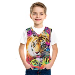 Tiger In The Jungle Kids  Basketball Tank Top by icarusismartdesigns