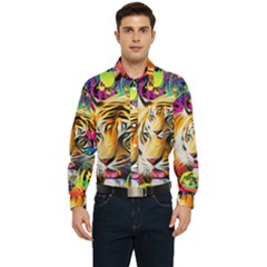 Tiger In The Jungle Men s Long Sleeve Pocket Shirt  by icarusismartdesigns