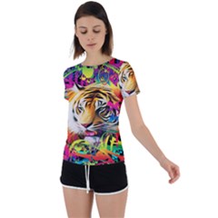 Tiger In The Jungle Back Circle Cutout Sports Tee by icarusismartdesigns