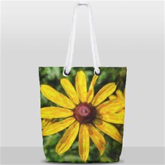 Sunflower Painting Full Print Rope Handle Tote (small) by ExtraAwesomeSauce