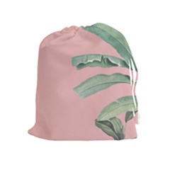 Banana Leaf On Pink Drawstring Pouch (xl) by goljakoff