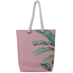Banana Leaf On Pink Full Print Rope Handle Tote (small) by goljakoff