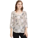 Flower  Chiffon Quarter Sleeve Blouse View1