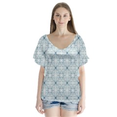 Tulip Flower Garden  V-neck Flutter Sleeve Top by SychEva