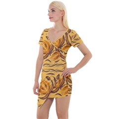 Folk Flowers Short Sleeve Asymmetric Mini Dress by Eskimos