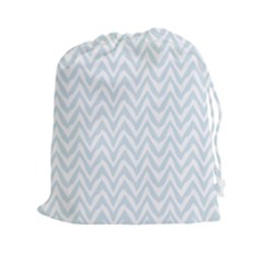 Chevrons Bleu Clair/blanc Drawstring Pouch (2xl) by kcreatif