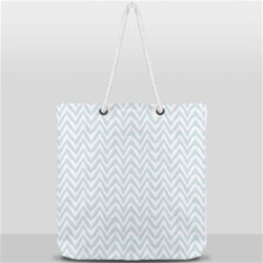 Chevrons Bleu Clair/blanc Full Print Rope Handle Tote (large) by kcreatif