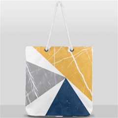 Abstrait Triangles Jaune/bleu/gris Full Print Rope Handle Tote (large) by kcreatif