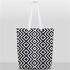 Patternformesgeometriquesnoir5 Full Print Rope Handle Tote (small) by kcreatif