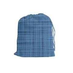 Blue Knitted Pattern Drawstring Pouch (large) by goljakoff