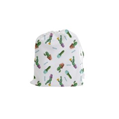 Cacti In Pots Drawstring Pouch (small) by SychEva