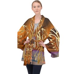 Pheonix Rising Long Sleeve Velvet Kimono  by icarusismartdesigns