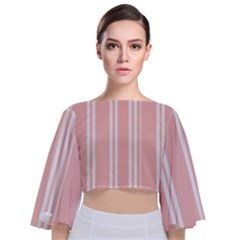 Bandes Blanc/rose Clair Tie Back Butterfly Sleeve Chiffon Top by kcreatif