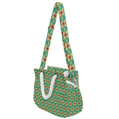Green Floral Pattern Rope Handles Shoulder Strap Bag by designsbymallika