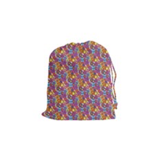 Groovy Floral Pattern Drawstring Pouch (small) by designsbymallika