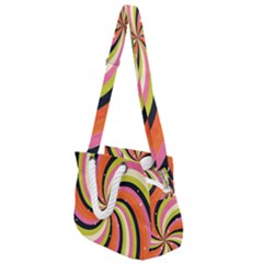 Psychedelic Groovy Orange Rope Handles Shoulder Strap Bag by designsbymallika