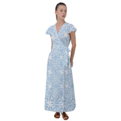 Abstract Stripes, Shapes, Lines Flutter Sleeve Maxi Dress by SychEva