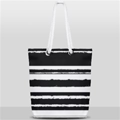 Bandes Abstrait Blanc/noir Full Print Rope Handle Tote (small) by kcreatif