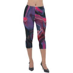 Abstract Lightweight Velour Capri Leggings  by TRENDYcouture