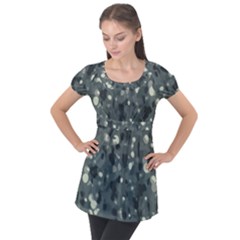 Abstract Texture Surface Print Puff Sleeve Tunic Top by dflcprintsclothing