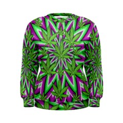 Purple, White, Green, Marijuana, Leaves, Cbdoilprincess  5de76707-e767-40d0-a70d-e7c36407f0a3 Women s Sweatshirt by CBDOilPrincess1