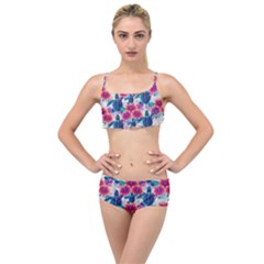 Tropical Flowers Turtles Cbdoilprincess 9a8efa63-1b6b-4226-a85c-858859e581d8 Layered Top Bikini Set by CBDOilPrincess1