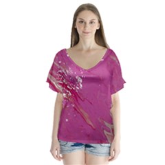 My Pour Cup Painting 1 Cbdoilprincess B85ce3ba-6b55-4b89-b882-d6eeb79129ac V-neck Flutter Sleeve Top by CBDOilPrincess1