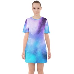 Metallic Paint Sixties Short Sleeve Mini Dress by goljakoff