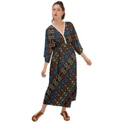 Multicolored Mosaic Print Pattern Grecian Style  Maxi Dress by dflcprintsclothing