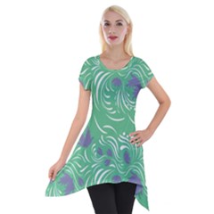 Folk Floral Pattern  Abstract Flowers Print  Seamless Pattern Short Sleeve Side Drop Tunic by Eskimos