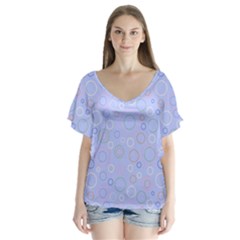Circle V-neck Flutter Sleeve Top by SychEva
