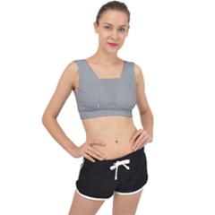 Drizzle Grey V-back Sports Bra by FabChoice