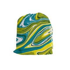 Green Vivid Marble Pattern Drawstring Pouch (large) by goljakoff