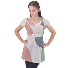 Abstract Shapes  Puff Sleeve Tunic Top by Sobalvarro
