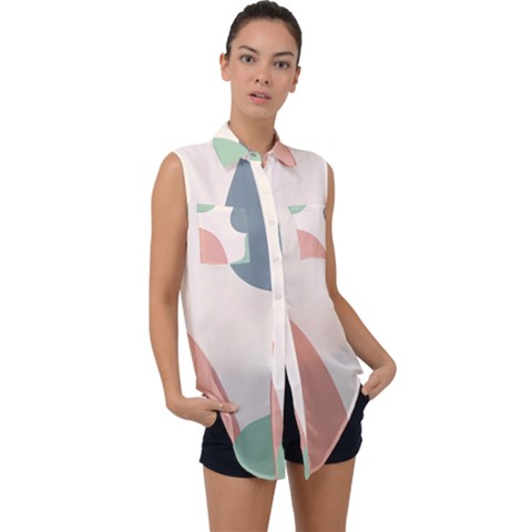Abstract Shapes  Sleeveless Chiffon Button Shirt by Sobalvarro