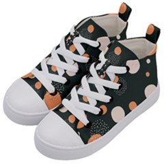 Black Peach White  Kids  Mid-top Canvas Sneakers by Sobalvarro