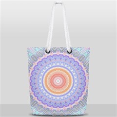 Pretty Pastel Boho Hippie Mandala Full Print Rope Handle Tote (small) by CrypticFragmentsDesign