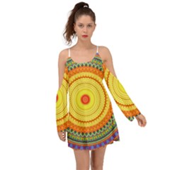 Neon Calliope Kaleidoscope Mandala Kimono Sleeves Boho Dress by CrypticFragmentsDesign
