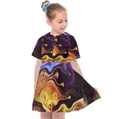 Nebula Starry Night Skies Abstract Art Kids  Sailor Dress by CrypticFragmentsDesign