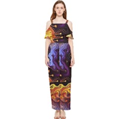 Nebula Starry Night Skies Abstract Art Draped Sleeveless Chiffon Jumpsuit by CrypticFragmentsDesign