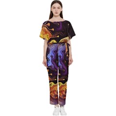 Nebula Starry Night Skies Abstract Art Batwing Lightweight Jumpsuit by CrypticFragmentsDesign