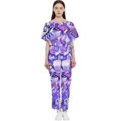 Weeping Wisteria Fantasy Gardens Pastel Abstract Batwing Lightweight Jumpsuit by CrypticFragmentsDesign